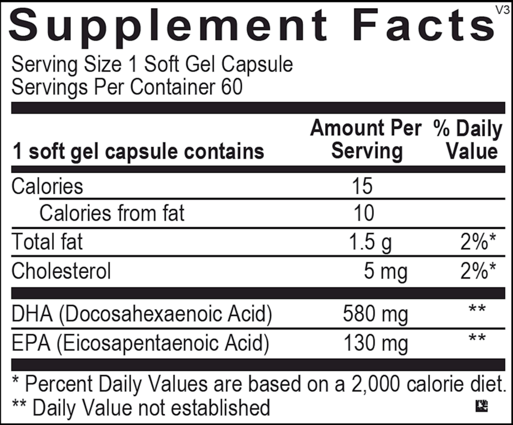 Orthomega® Select DHA Supplement Facts Label