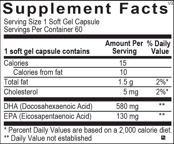 Orthomega® Select DHA Supplement Facts Label