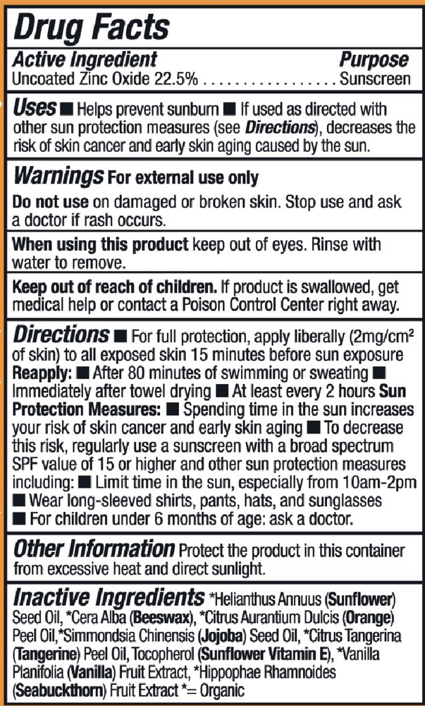 SPF 40 Kids Clear Zinc Sunscreen Cream Supplement Facts Label