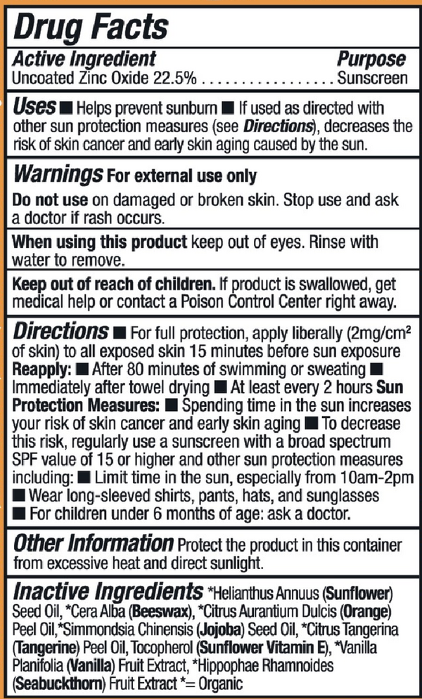 SPF 40 Kids Clear Zinc Sunscreen Cream Supplement Facts Label