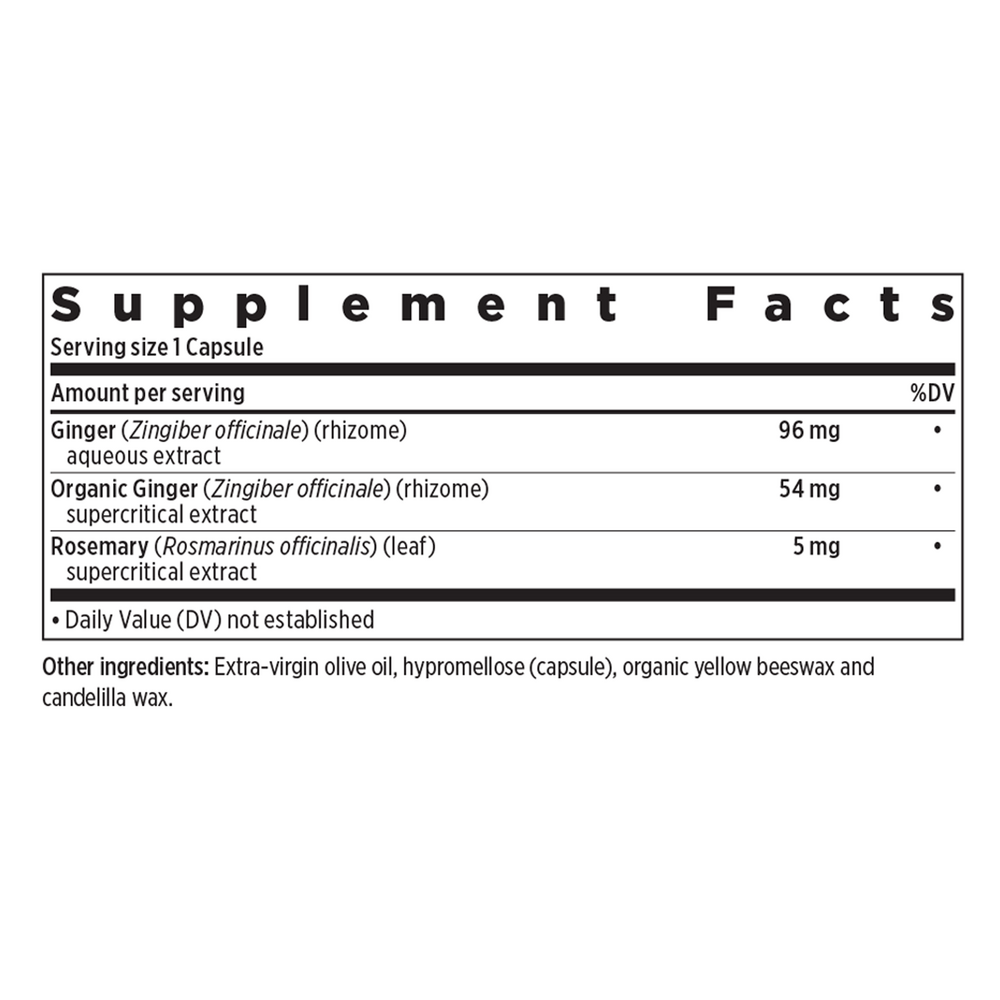 Ginger Force Supplement Facts Label