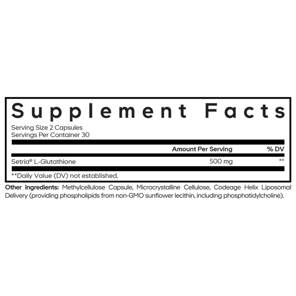 Liposomal Glutathione Setria Supplement Facts Label
