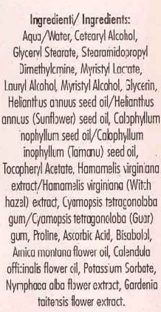 Tamanu Arnica S.O.S Supplement Facts Label