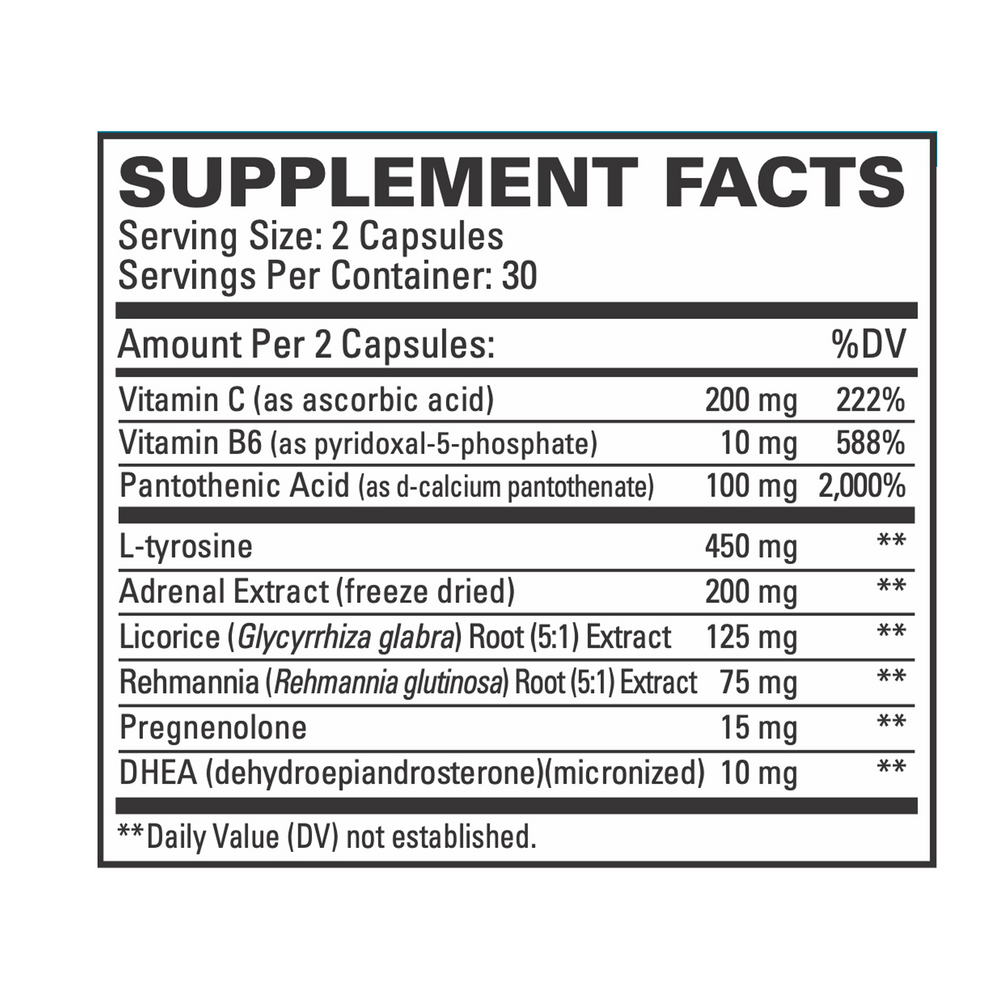 Adrenaplex Supplement Facts Label