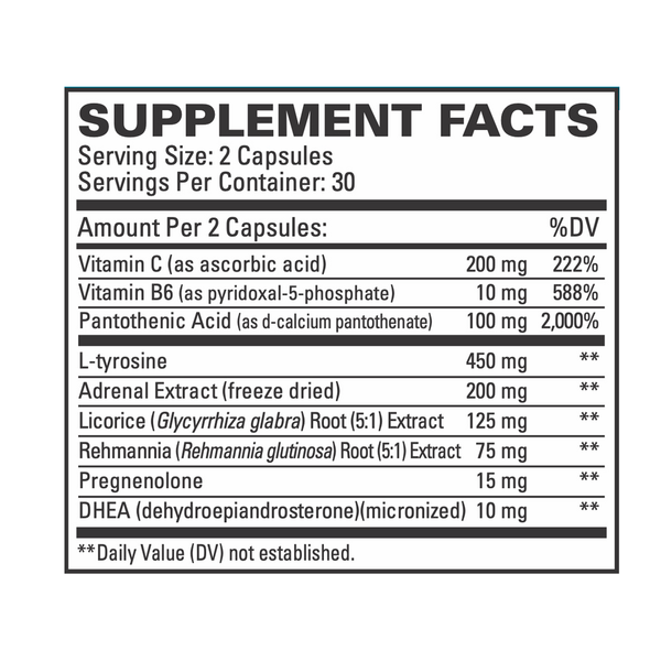 Adrenaplex Supplement Facts Label