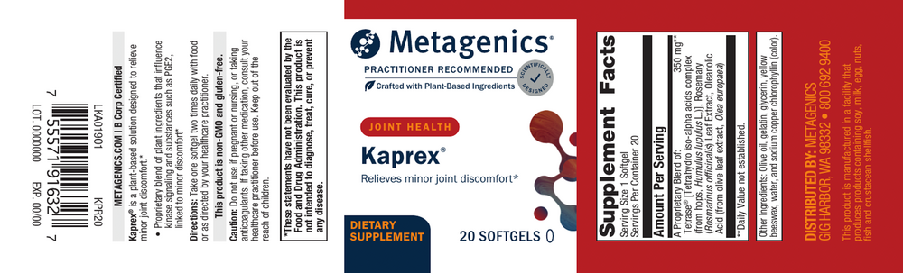 Kaprex Supplement Facts Label