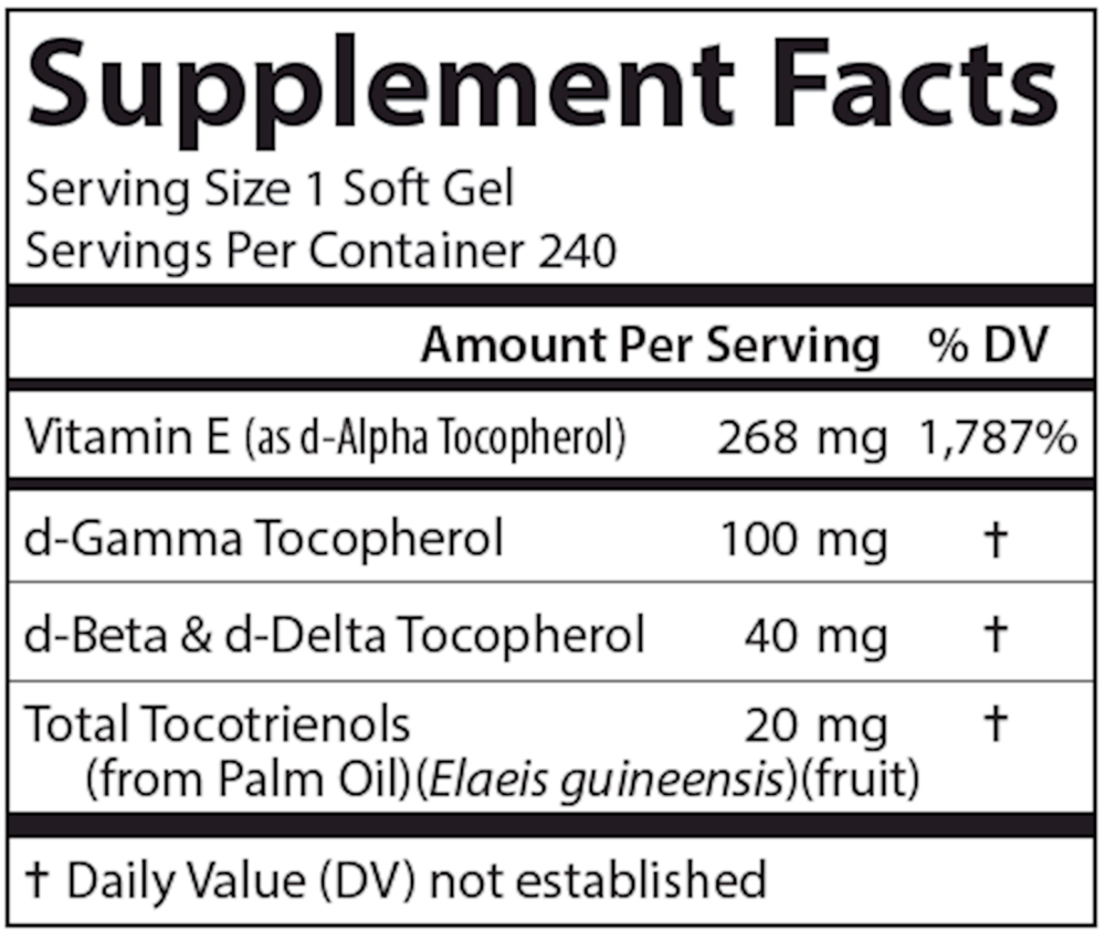 E-Gems Elite Supplement Facts Label