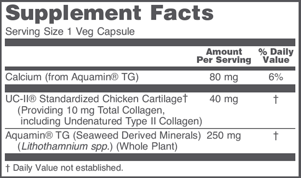 Joint-UC Type II Collagen 40 mg Supplement Facts Label