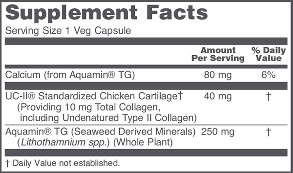 Joint-UC Type II Collagen 40 mg Supplement Facts Label