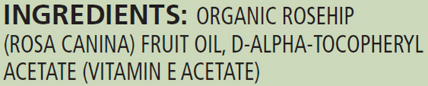 Rosehip Oil Organic Supplement Facts Label