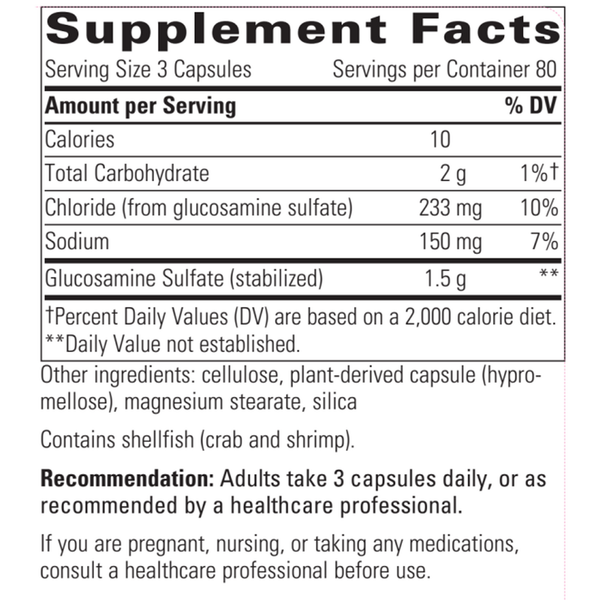 Glucosamine Sulfate Supplement Facts Label