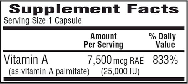A-25 Supplement Facts Label
