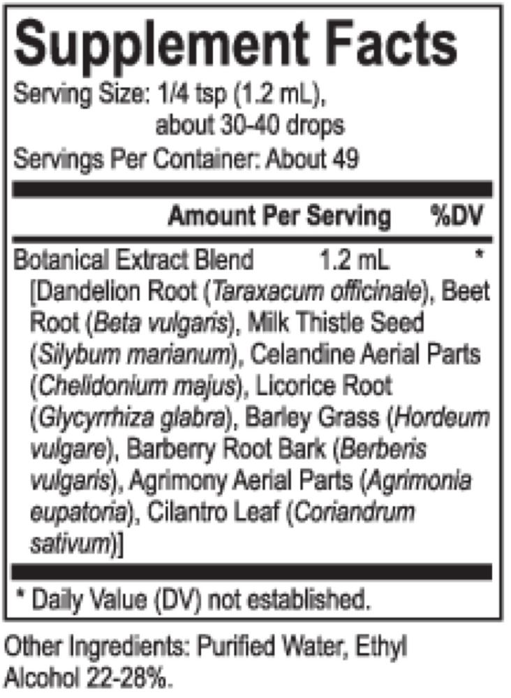 Core Dandi Blend Supplement Facts Label