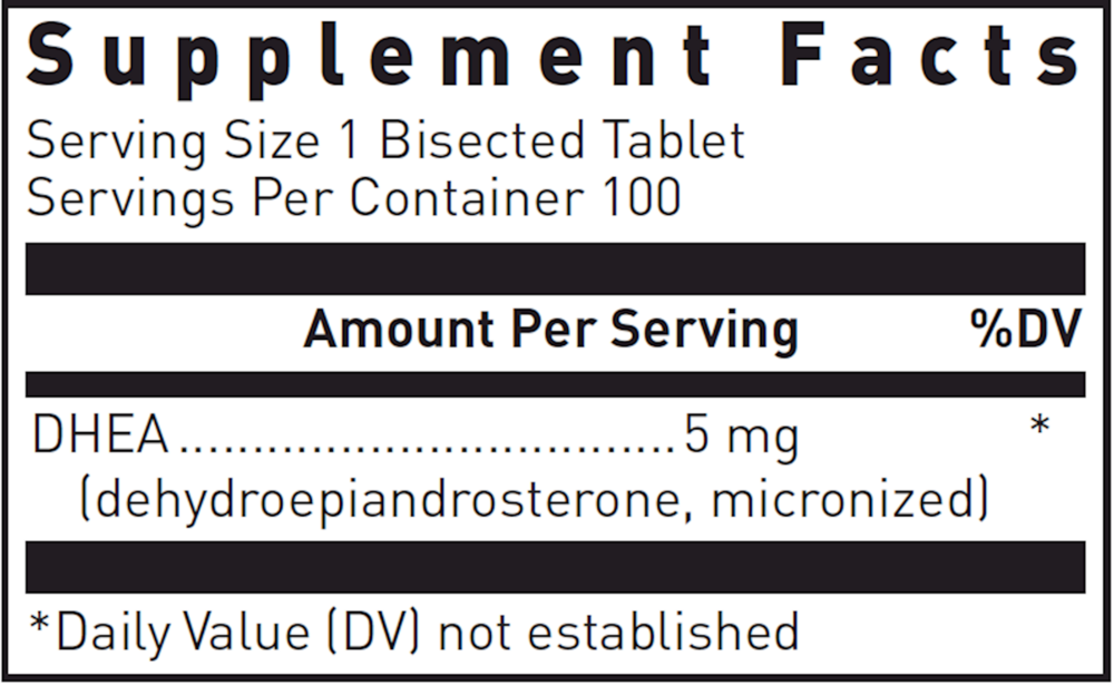 DHEA (5 mg.) Supplement Facts Label