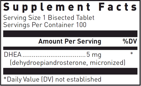 DHEA (5 mg.) Supplement Facts Label
