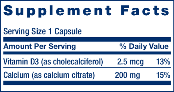 Calcium Citrate with Vitamin D Supplement Facts Label