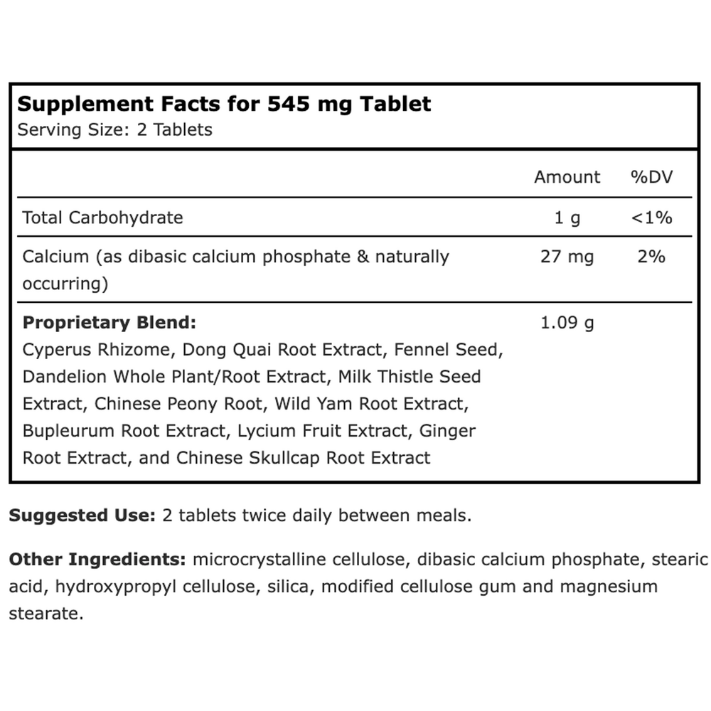 Bupleurum Liver Cleanse Supplement Facts Label