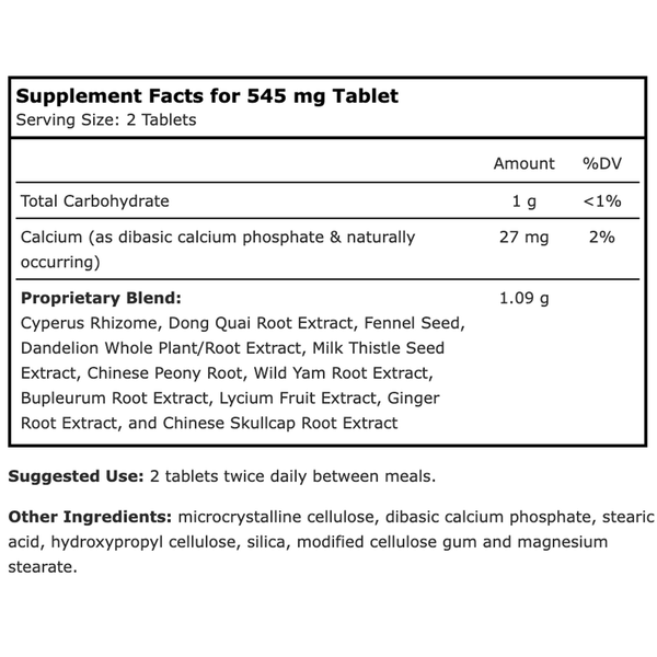 Bupleurum Liver Cleanse Supplement Facts Label