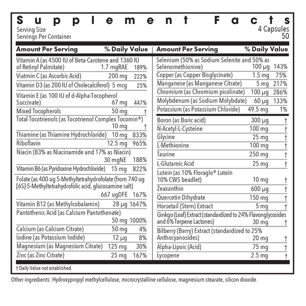 OcuDyne™ II Supplement Facts Label