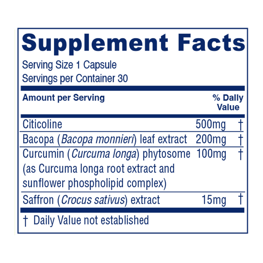 Brain Priority Supplement Facts Label
