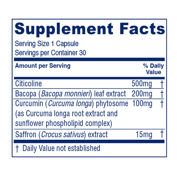 Brain Priority Supplement Facts Label