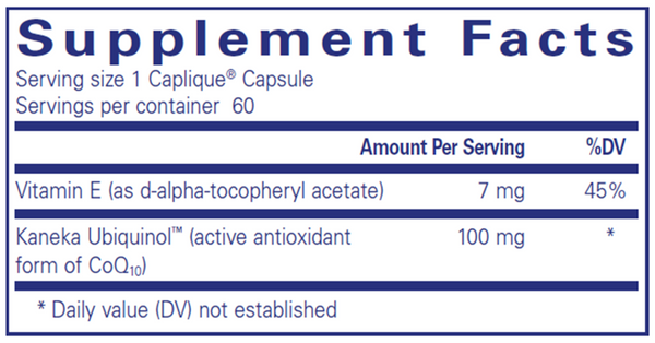 Ubiquinol VESIsorb Supplement Facts Label