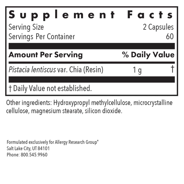 Mastica® Supplement Facts Label