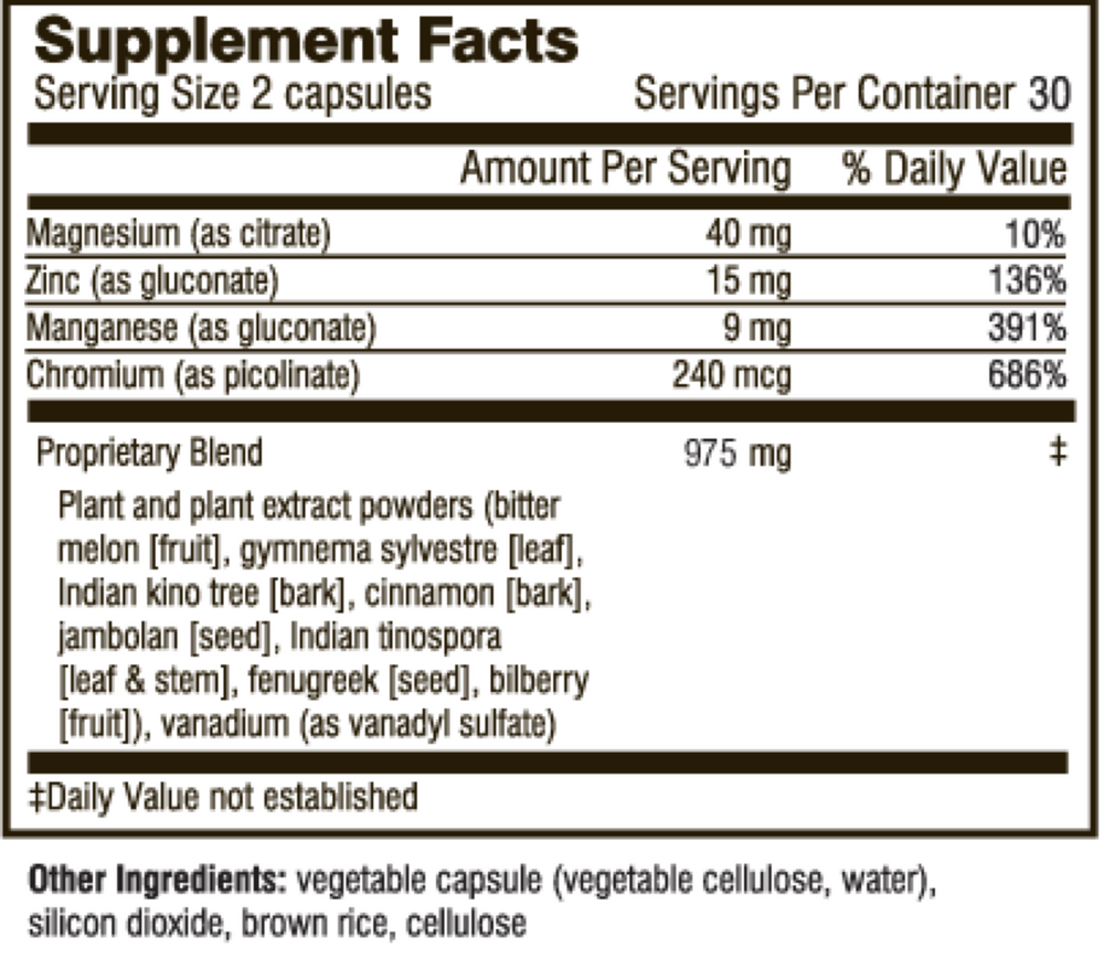 Good Sugar Supplement Facts Label