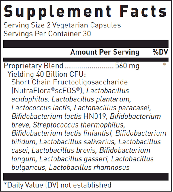 MULTI-PROBIOTIC 40 BILLION Supplement Facts Label