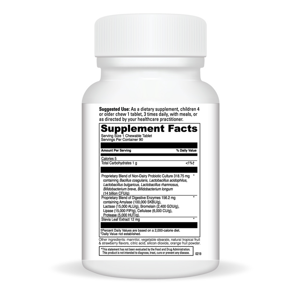 Chewable KidBiotic Supplement Facts Label