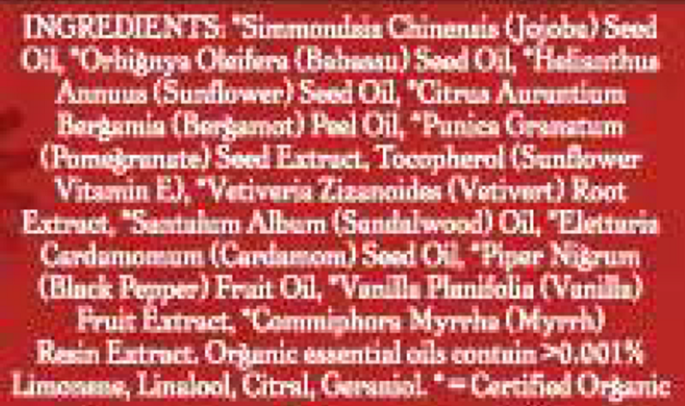 Beard Conditioning Oil Supplement Facts Label