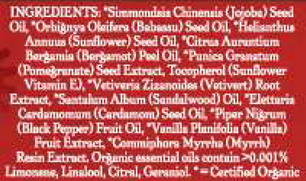 Beard Conditioning Oil Supplement Facts Label