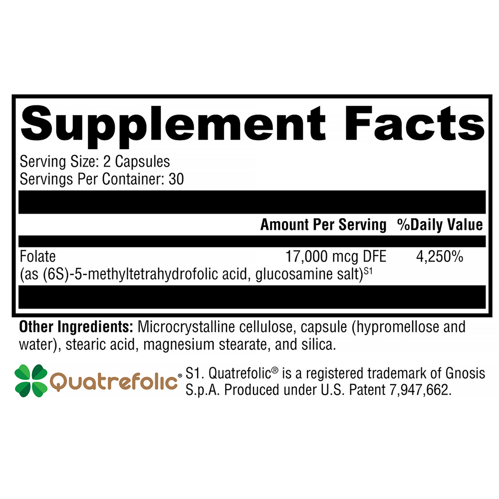 5-MTHF ES Supplement Facts Label
