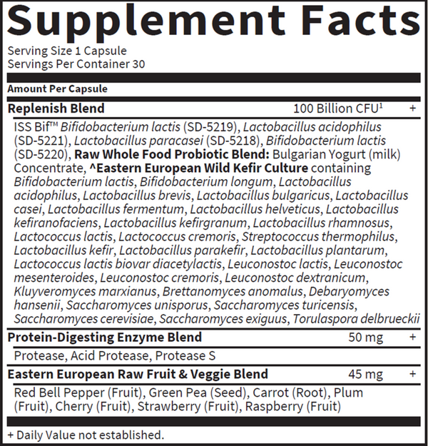 RAW Probiotics Ultimate Care Supplement Facts Label