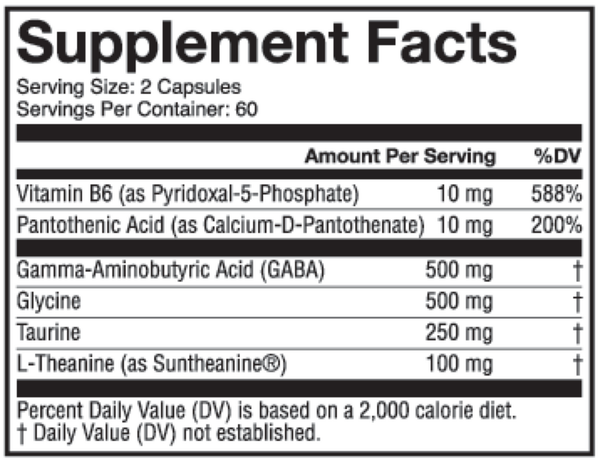 Calm Day Supplement Facts Label