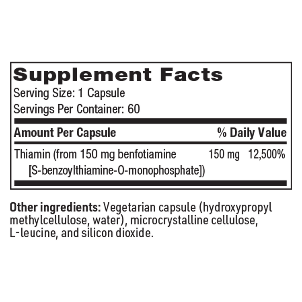 Benfotiamine Supplement Facts Label