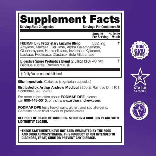FODMAP DPE Supplement Facts Label