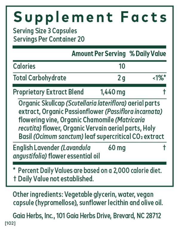Calm Restore Supplement Facts Label