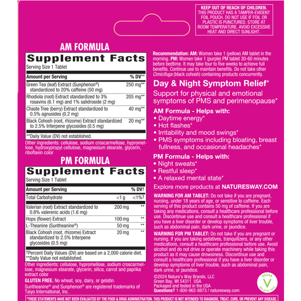 AM/PM PeriMenopause Formula* Supplement Facts Label