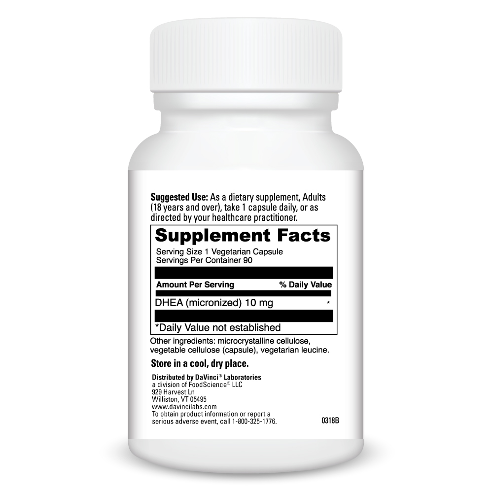 Micronized DHEA 10 Mg Supplement Facts Label