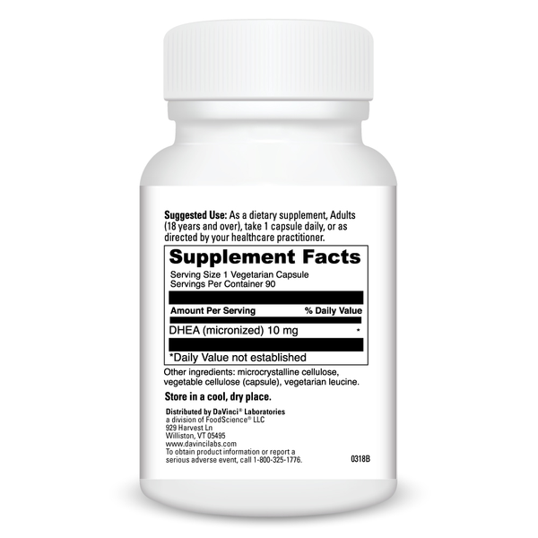 Micronized DHEA 10 Mg Supplement Facts Label