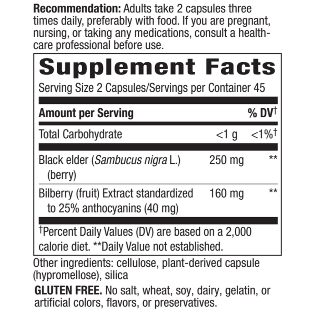 Bilberry Supplement Facts Label