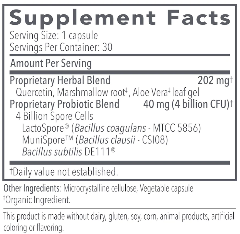 Proflora 4R Probiotic Supplement Facts Label