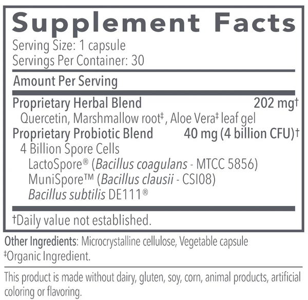 Proflora 4R Probiotic Supplement Facts Label