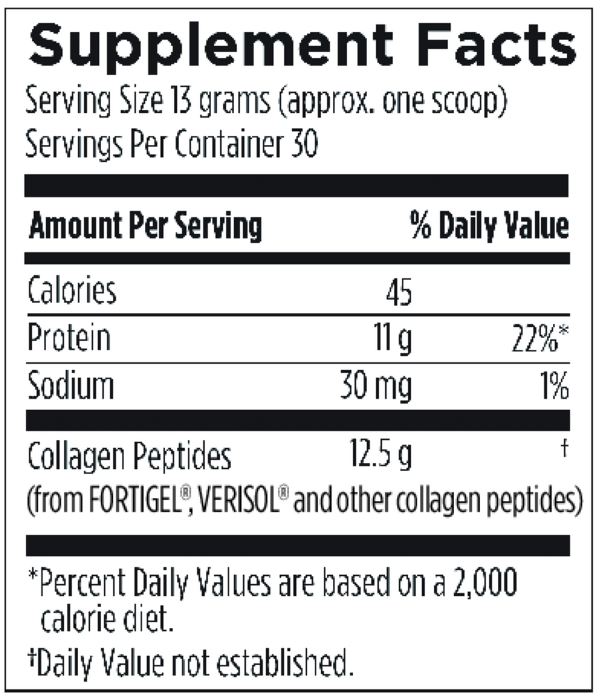 Collagen Complex Supplement Facts Label