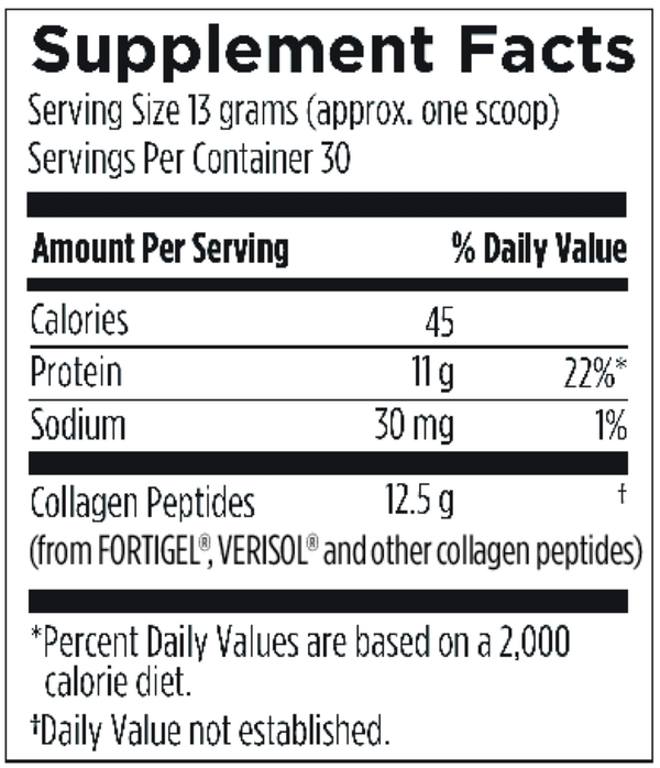 Collagen Complex Supplement Facts Label