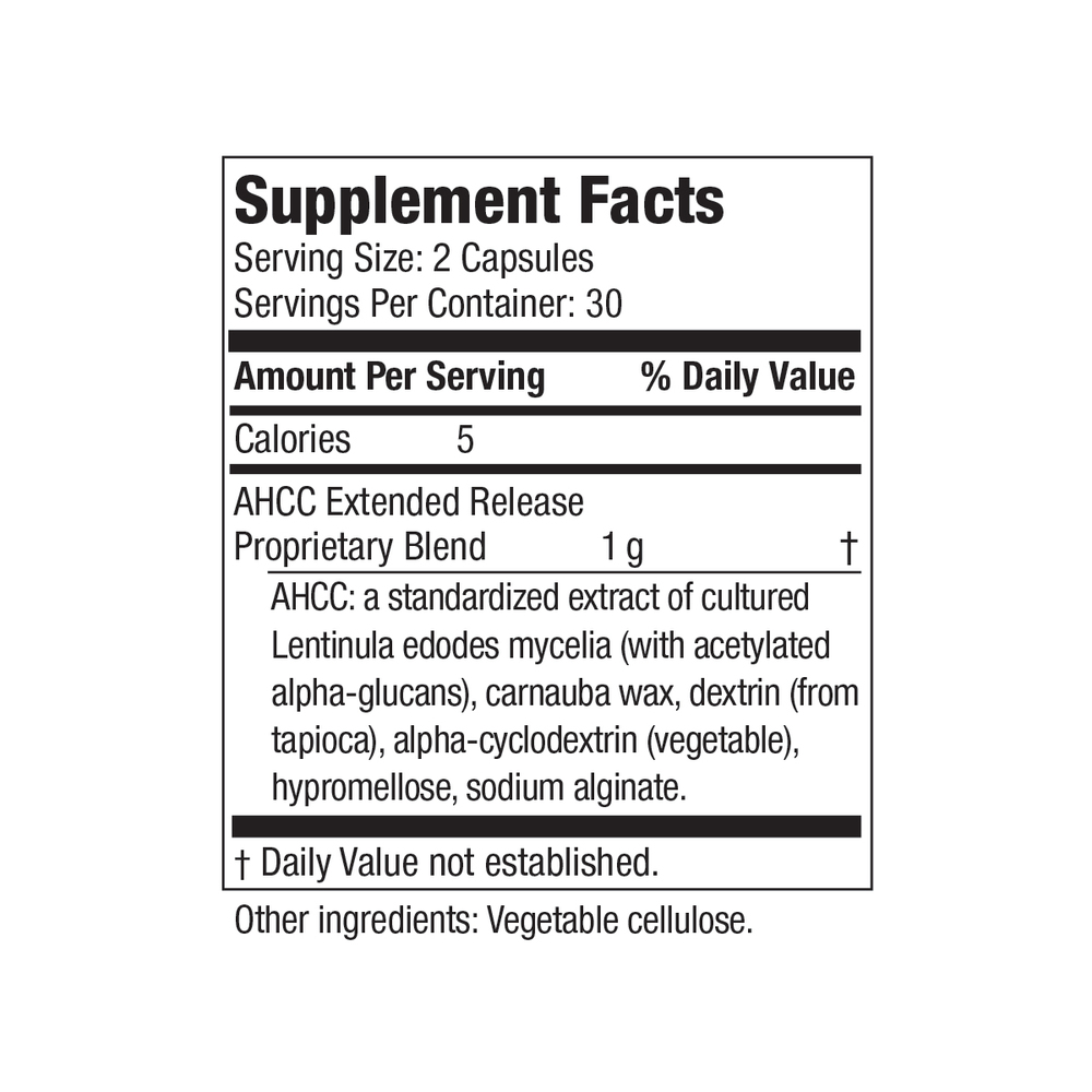 ImmPower ER AHCC Supplement Facts Label