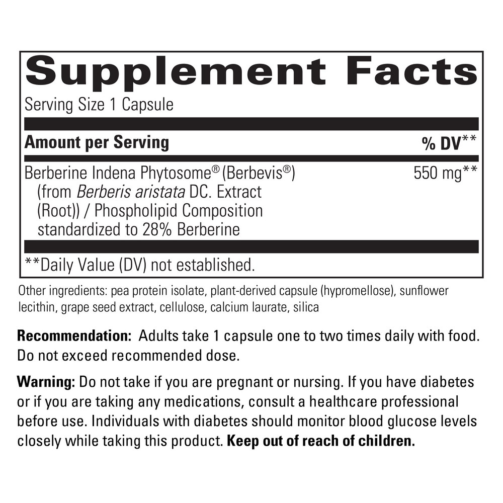 Berberine Phytomax Supplement Facts Label