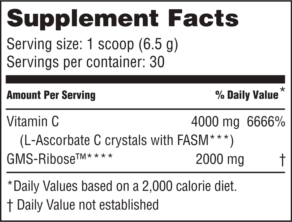 Vitality C Supplement Facts Label