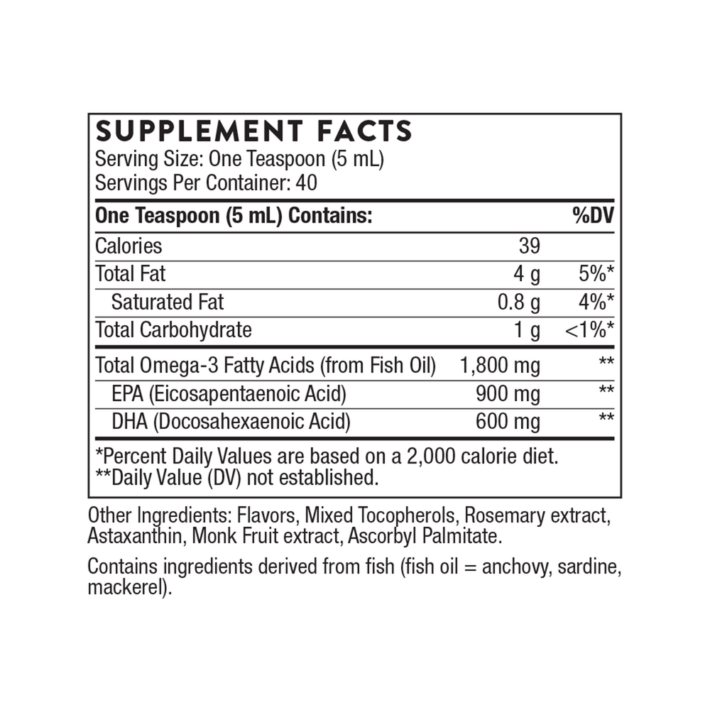 Omega Superb Lemon Berry EPA/DHA Supplement Facts Label